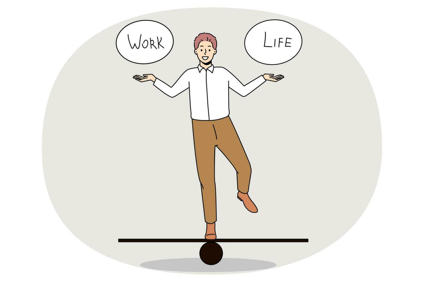 Happy businessman balancing between work and life vector