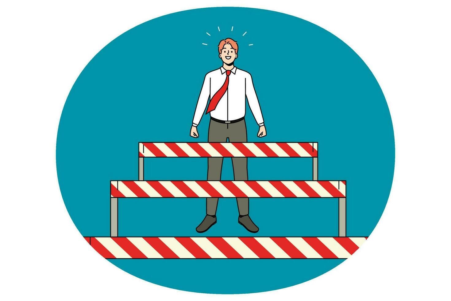 Motivated businessman overcome obstacles to success vector