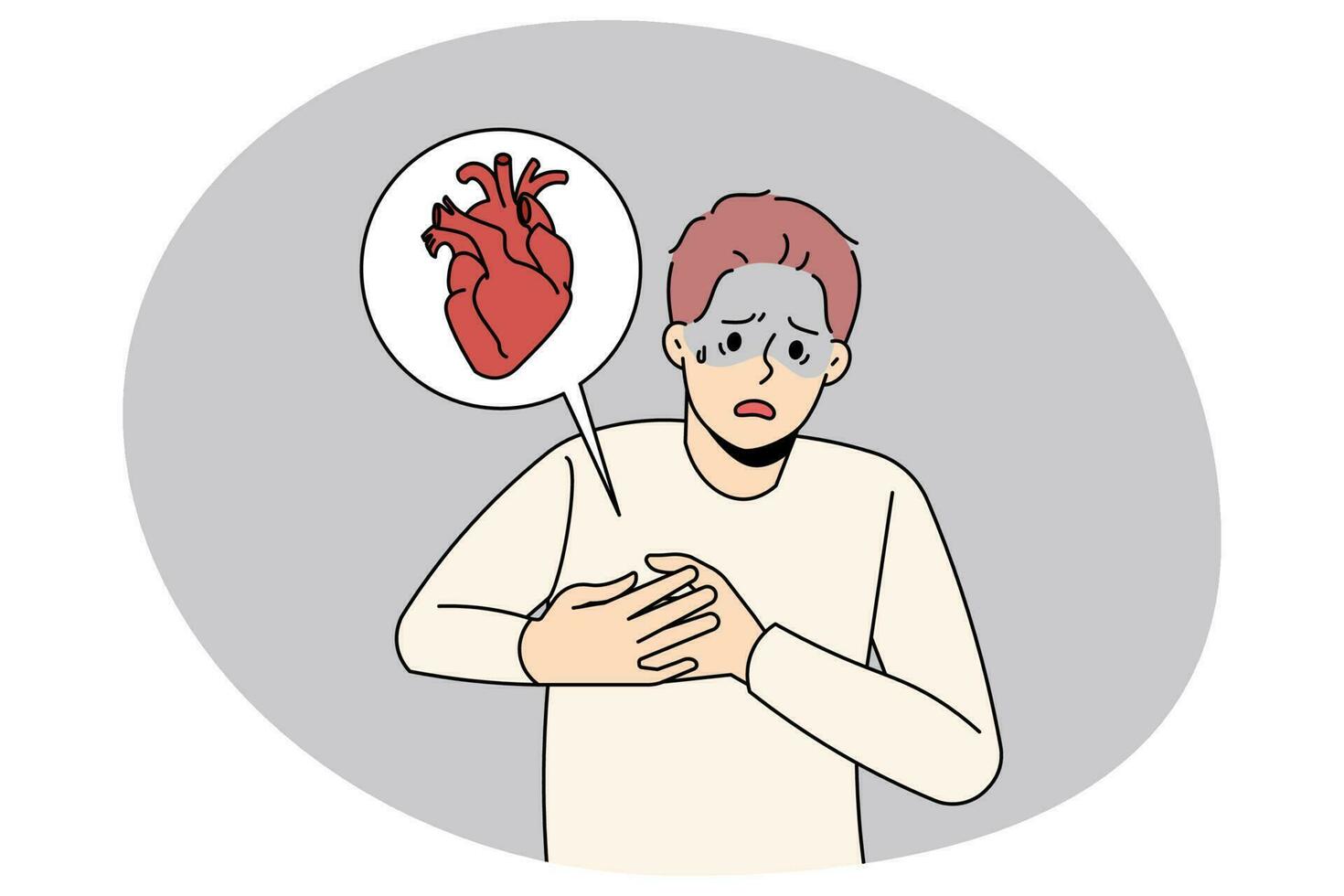 Unhealthy man suffer from heart problems vector