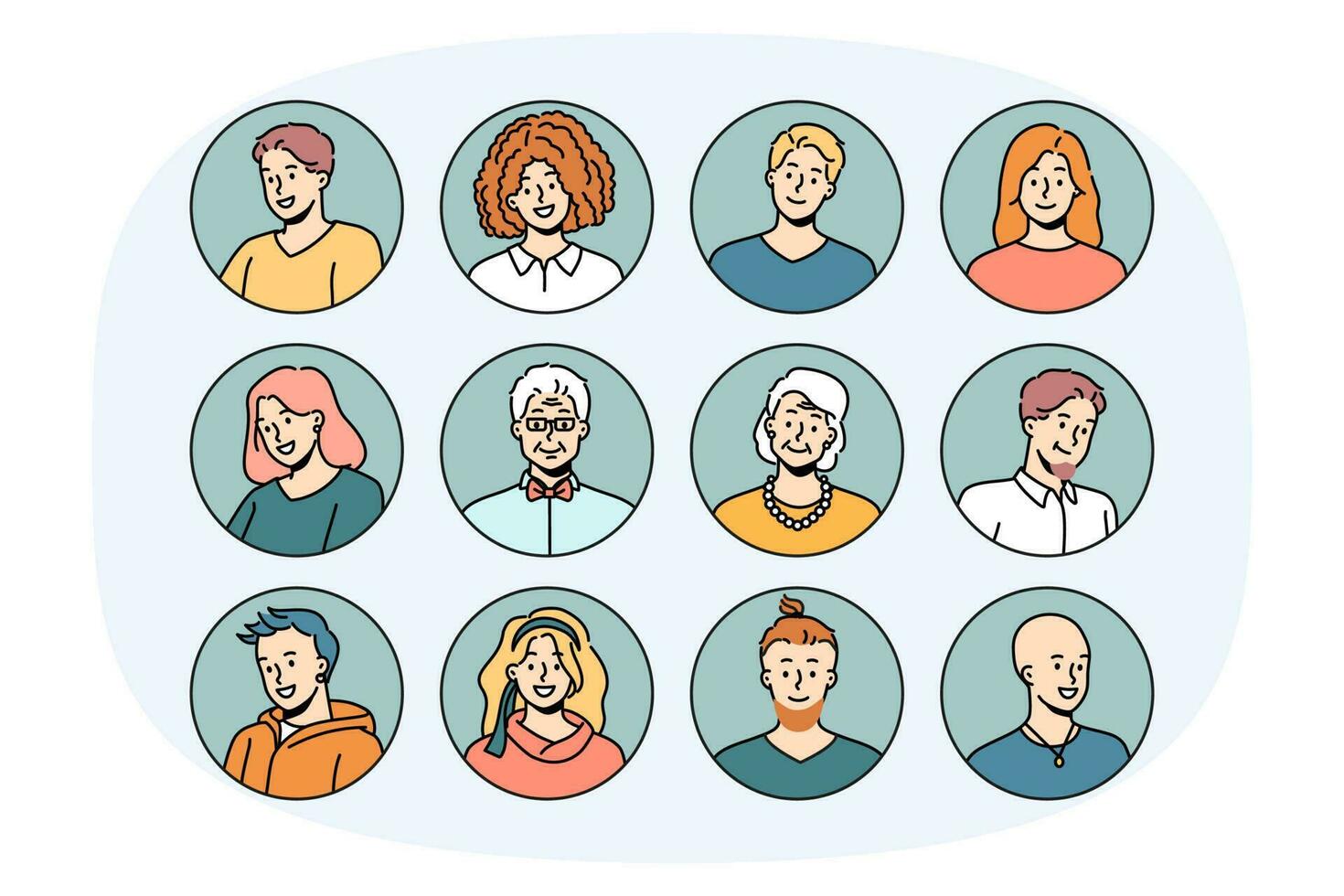 Set of diverse people avatars vector