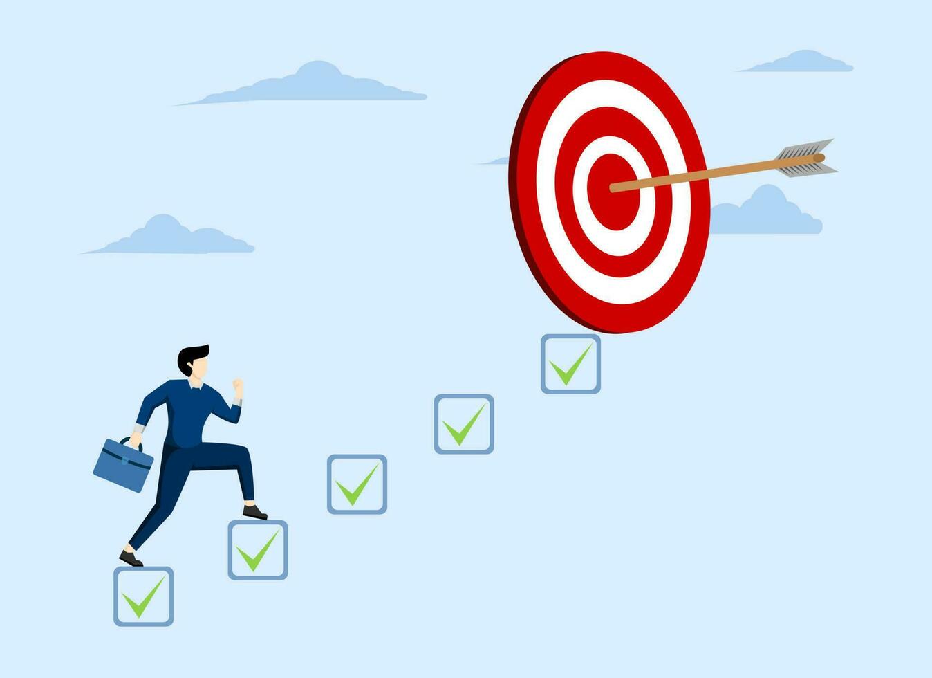 Personal development plan for career success, to motivate and achieve business target concept, build specific skill or smart entrepreneur competency list as ladder to achieve target. vector