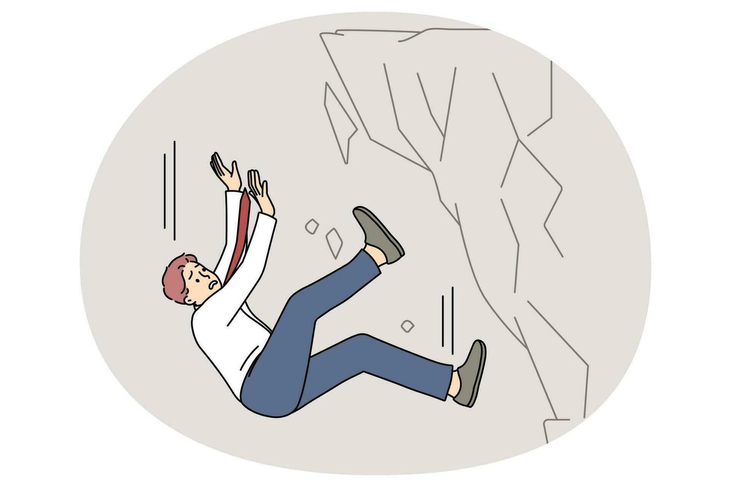 Stressed businessman fall down from rock vector