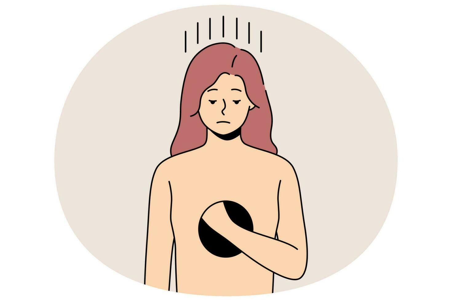 Unhappy woman with hole inside suffer from depression vector