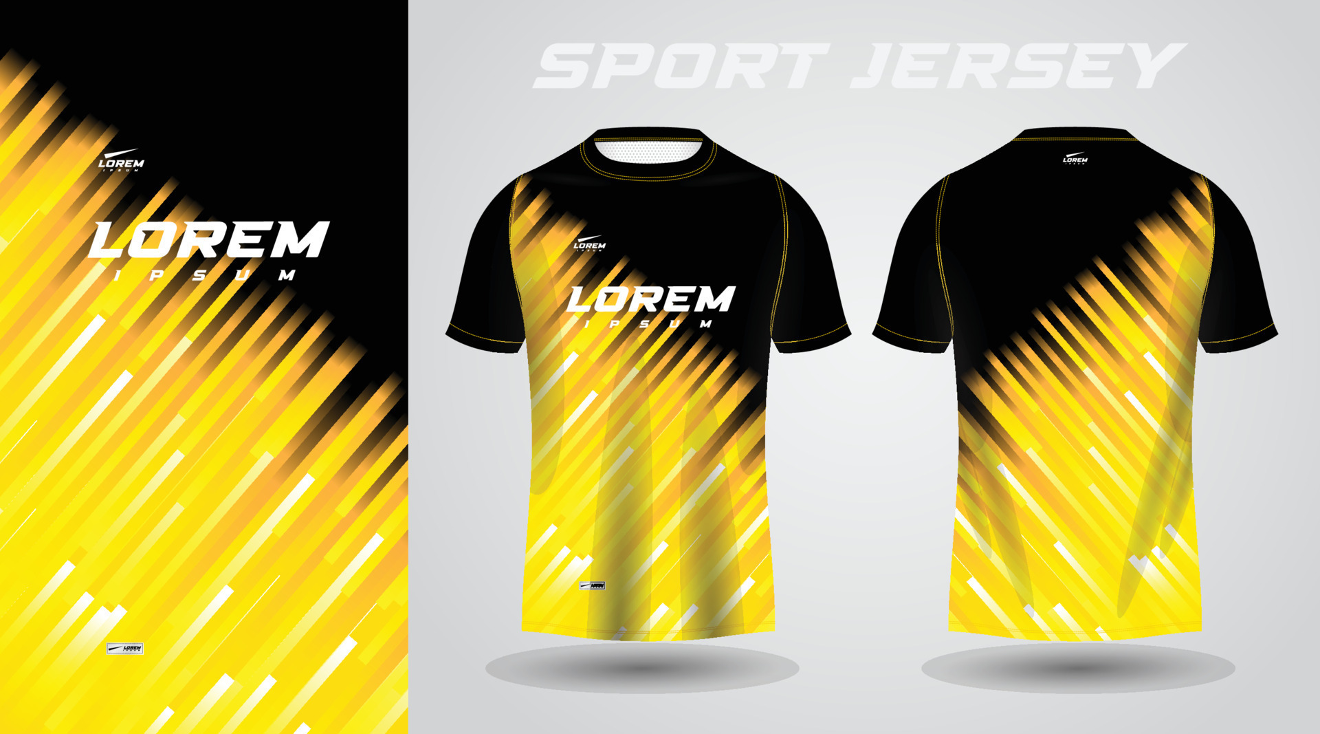 yellow black shirt soccer football sport jersey template design mockup