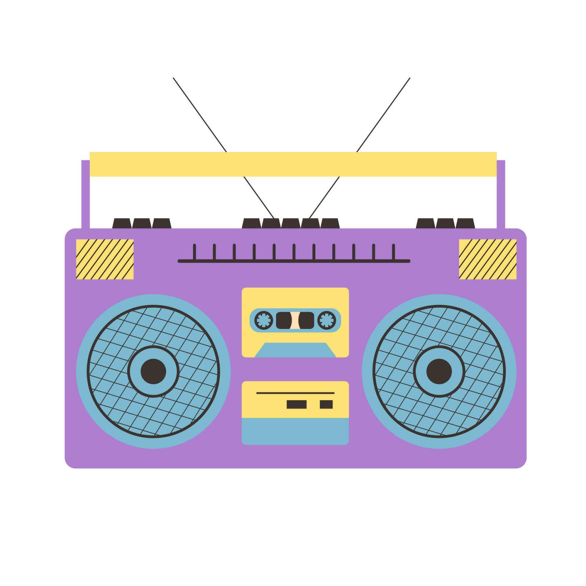 Retro Tape recorder 80s 90s. Vintage Boombox. Portative cassette player