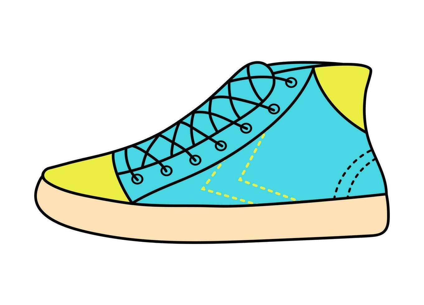 corriendo Zapatos en popular Arte estilo. zapatilla de deporte icono. corriendo Zapatos en popular Arte estilo. zapatilla de deporte icono. nostalgia para el años 80, años 90 Clásico Moda contorno dibujos animados clipart. vector