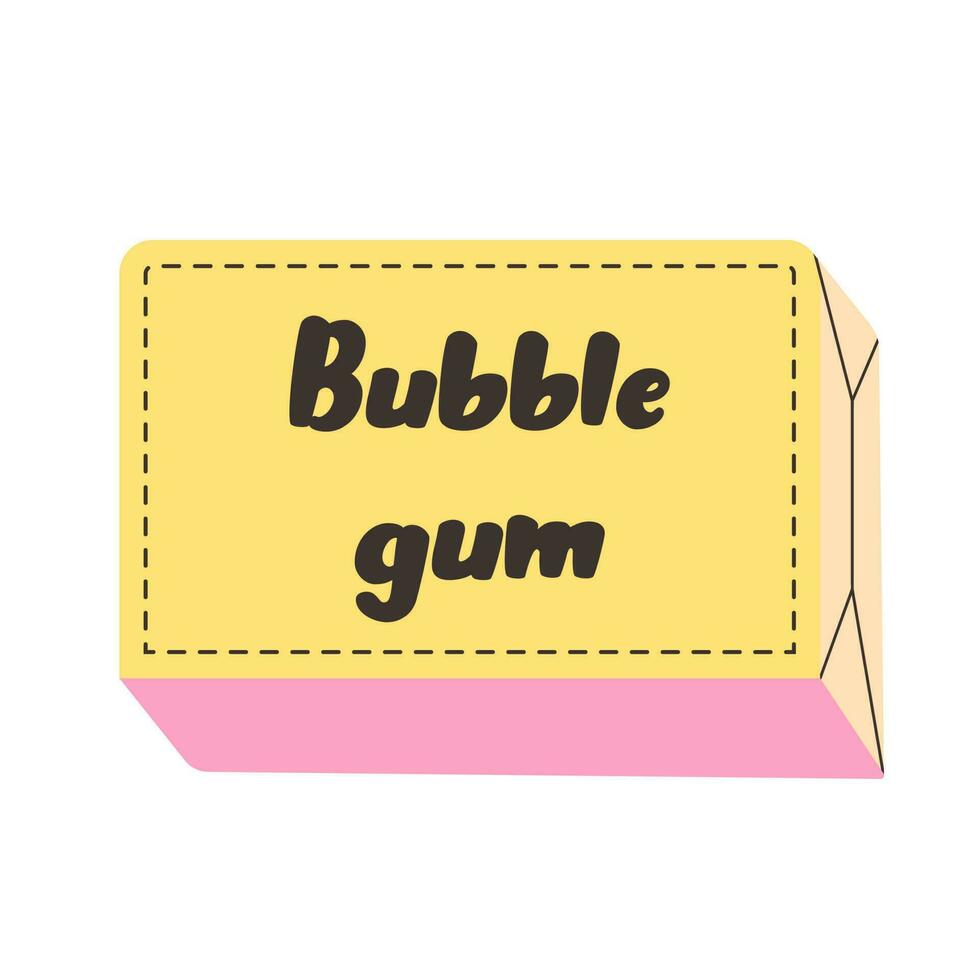 Cute bubble gum in package. Chewing Bubble Gum in Pack. vector