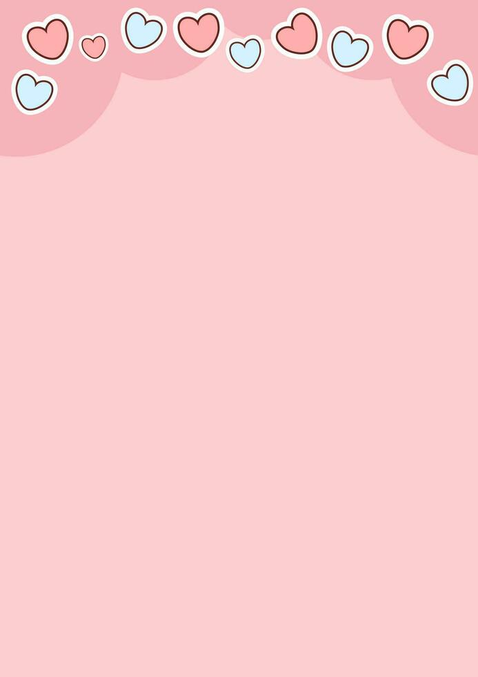 Cute pink background with hearts vector