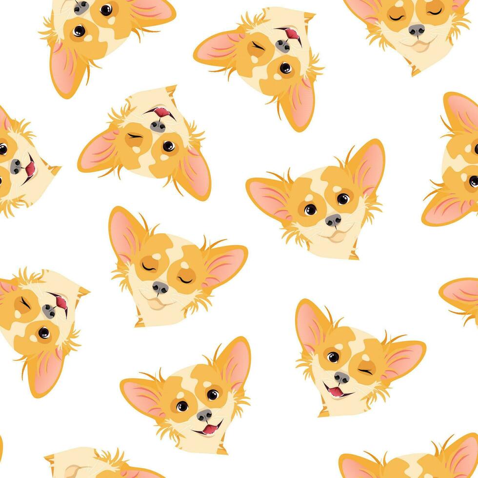 Seamless pattern of chihuahua heads on a white background vector