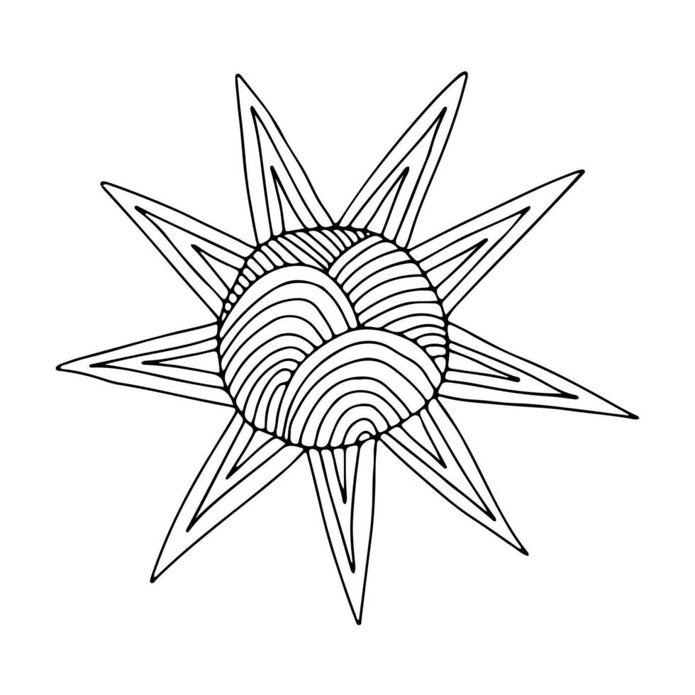 Vector doodle sun with ornament illustration