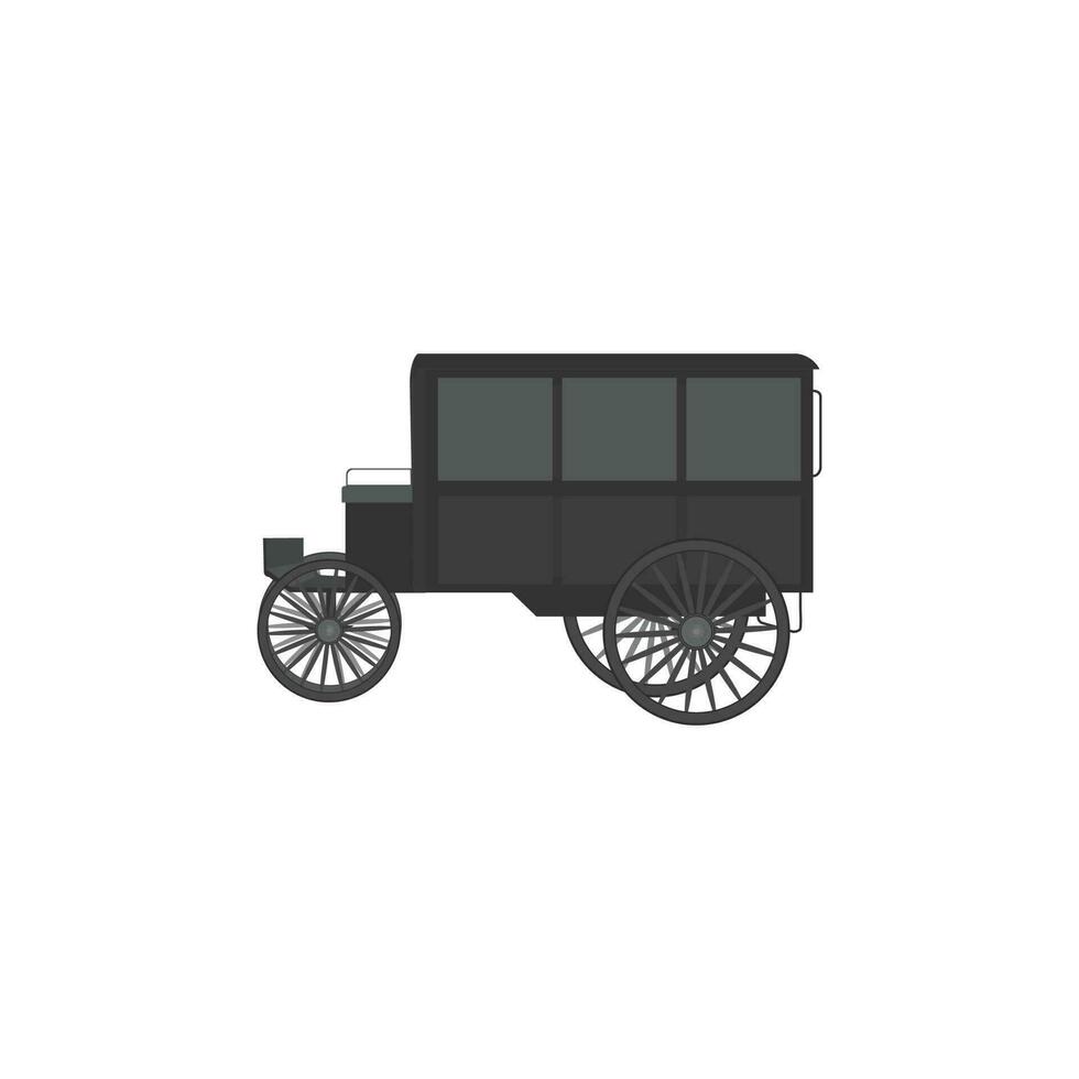 19th-century carriage for transporting passengers. flat vector illustration. Old carriage wagon logo concept