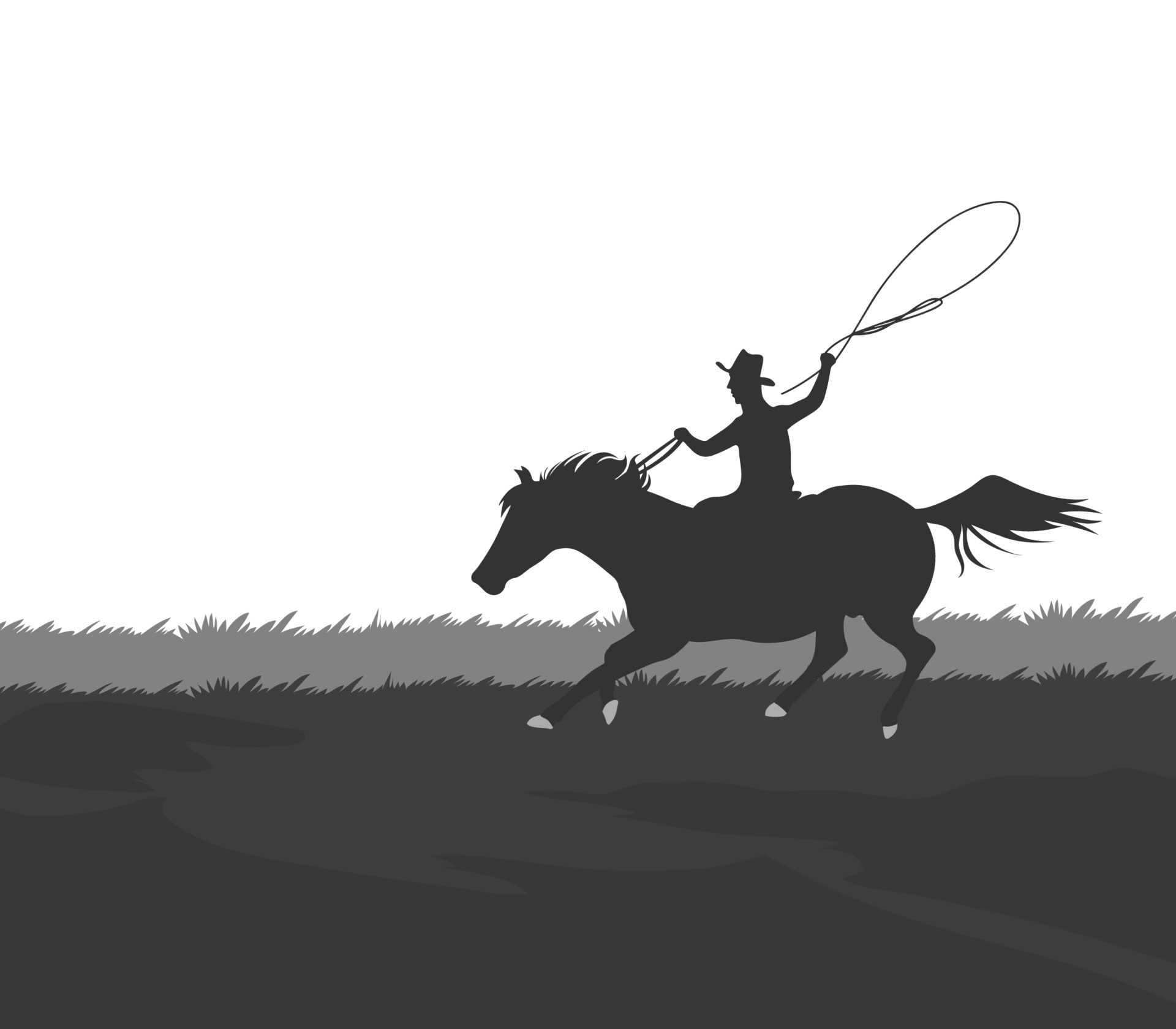 roping horse silhouette