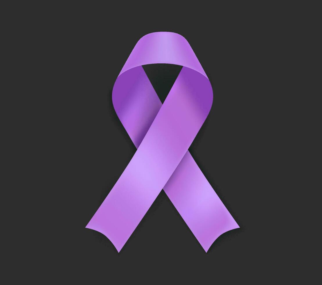 Honors caregivers symbol. Plum ribbon isolated on black background vector