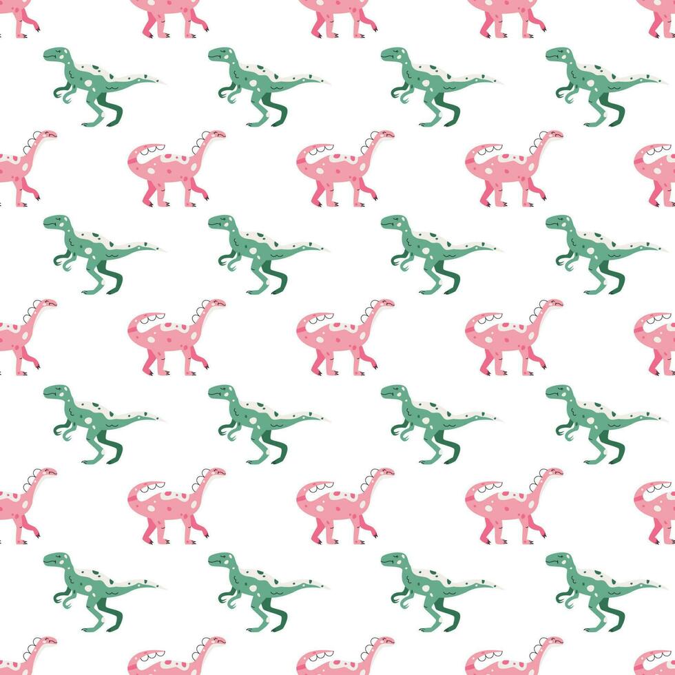 Vector seamless pattern with dinosaur