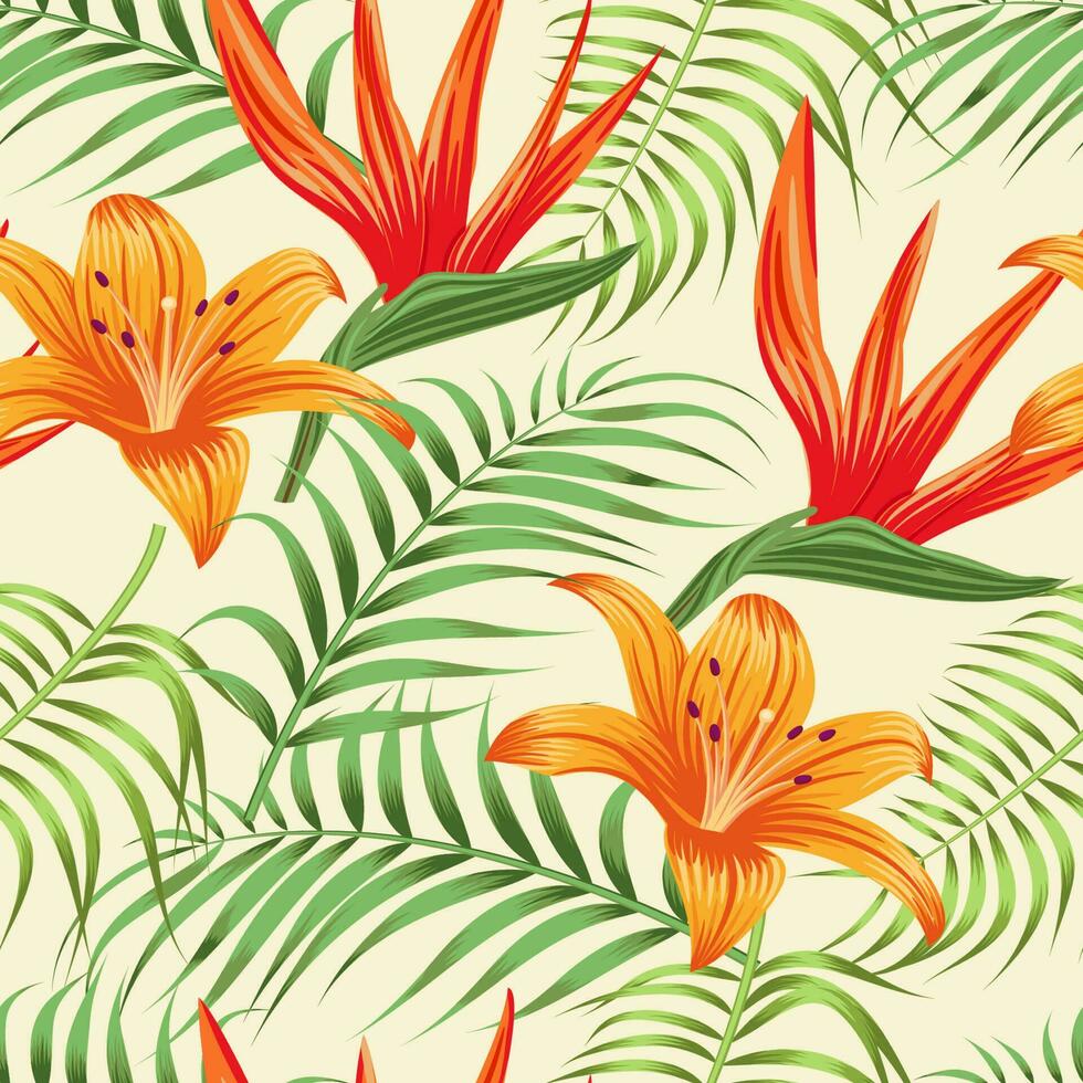 Floral seamless pattern with leaves. tropical background vector