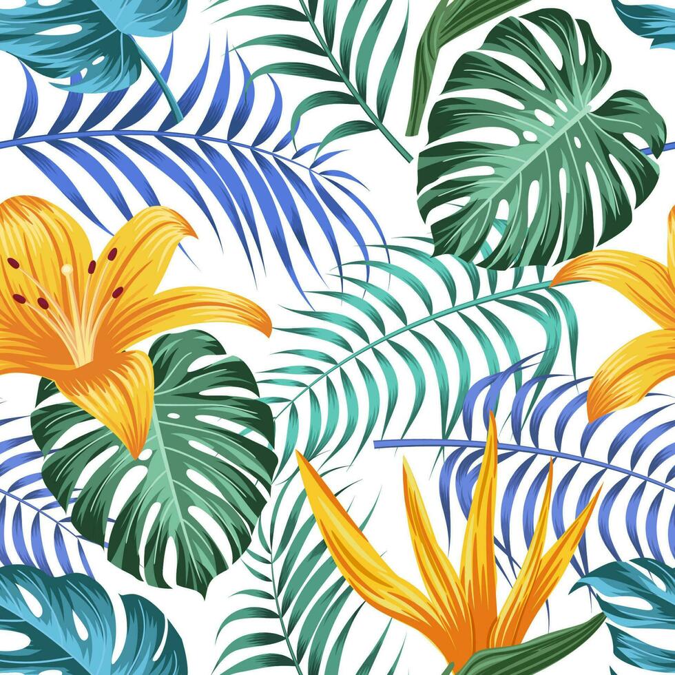 Floral seamless pattern with leaves. tropical background vector