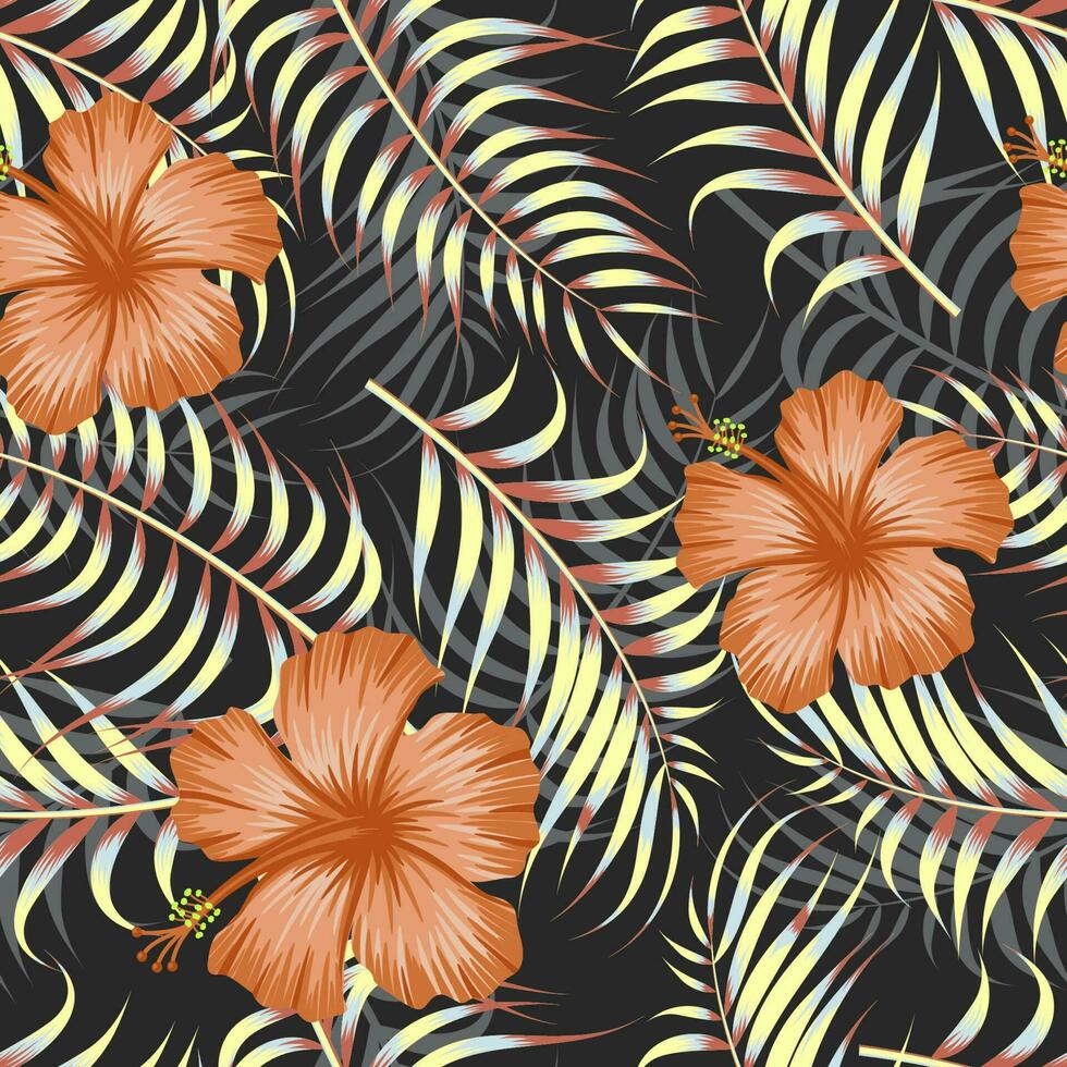 Floral seamless pattern with leaves. tropical background vector