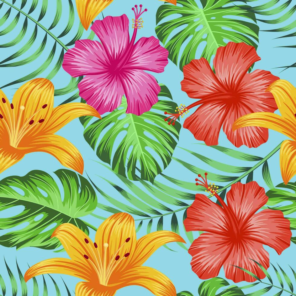 Floral seamless pattern with leaves. tropical background vector