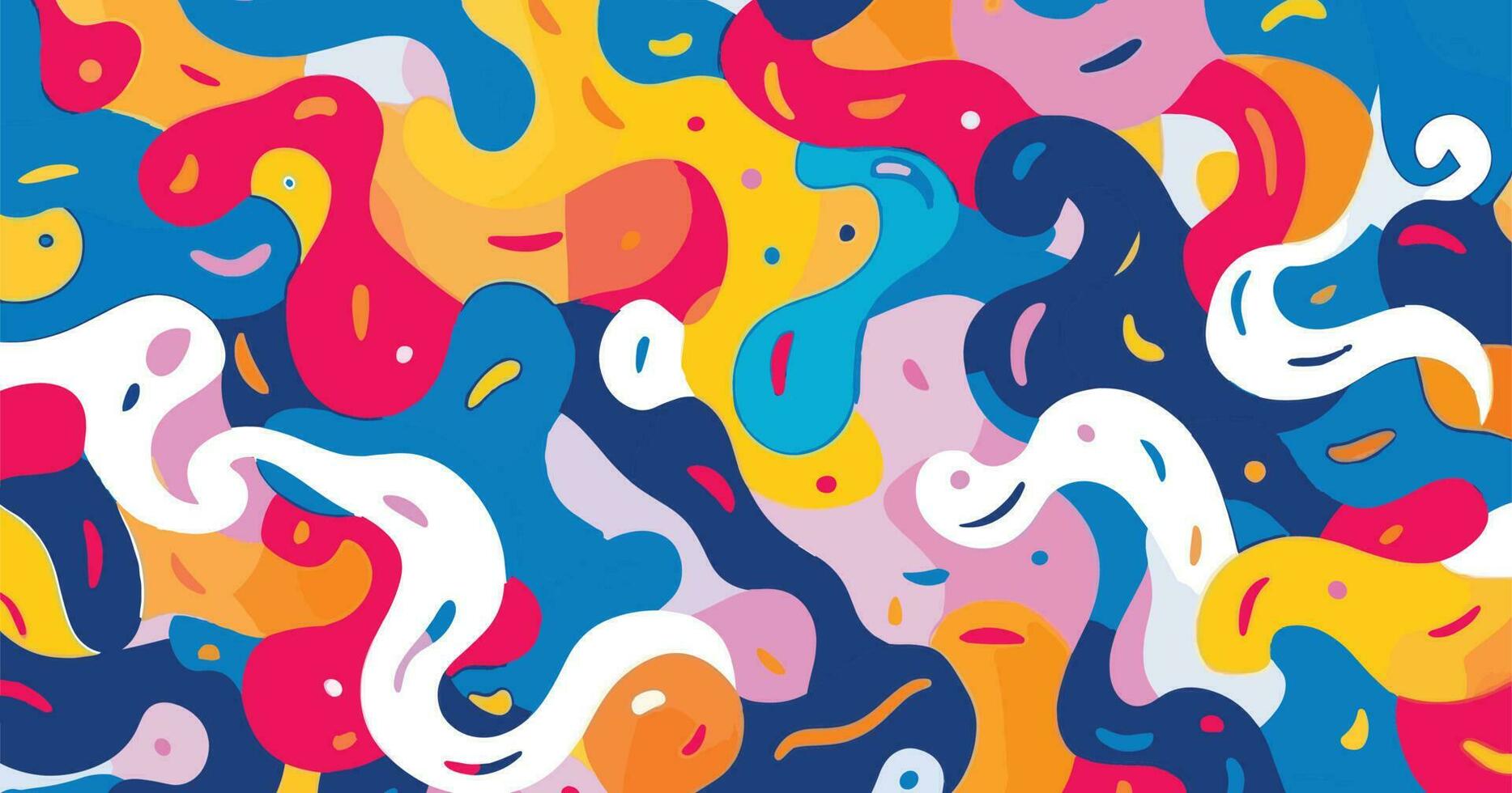 rainbows colored pattern seamless pattern for commercial and fashion design, in the style of free-flowing lines, jean arp, simplified figures, carnivalcore, squiggly line style, memphis design vector