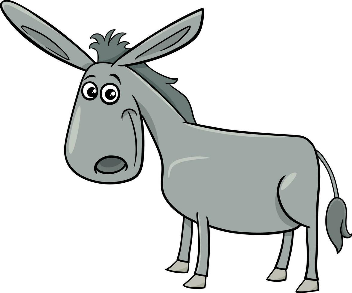 funny cartoon donkey farm animal character vector