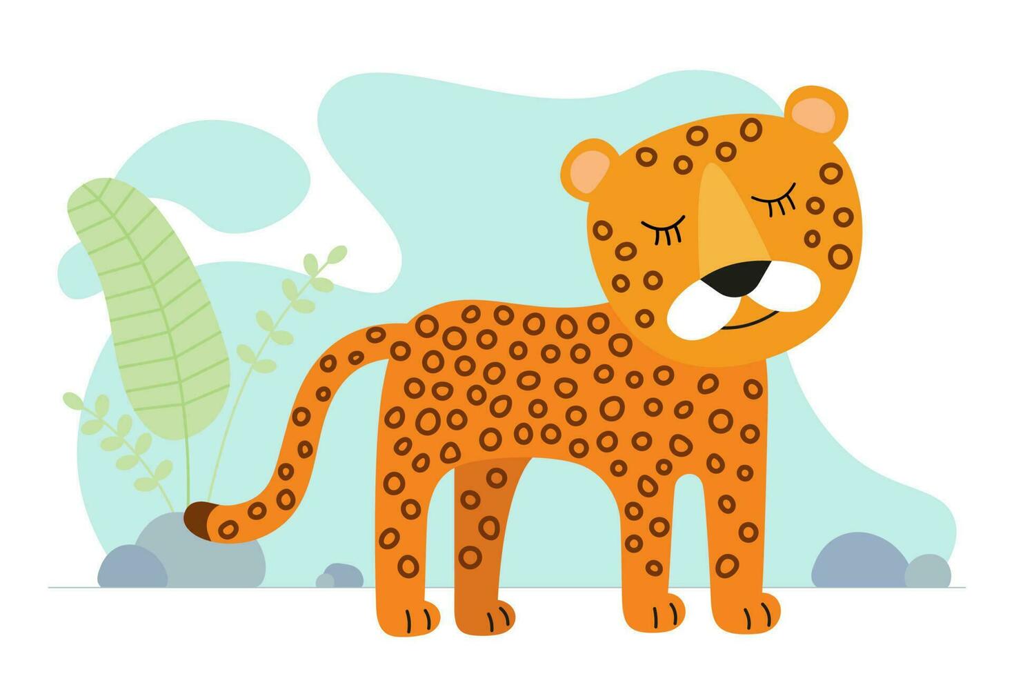 linda dibujos animados guepardo. dibujo africano bebé salvaje guepardo tipo sonriente selva safari animal leopardo. vector eps creativo gráfico mano dibujado pantera o montaña gato