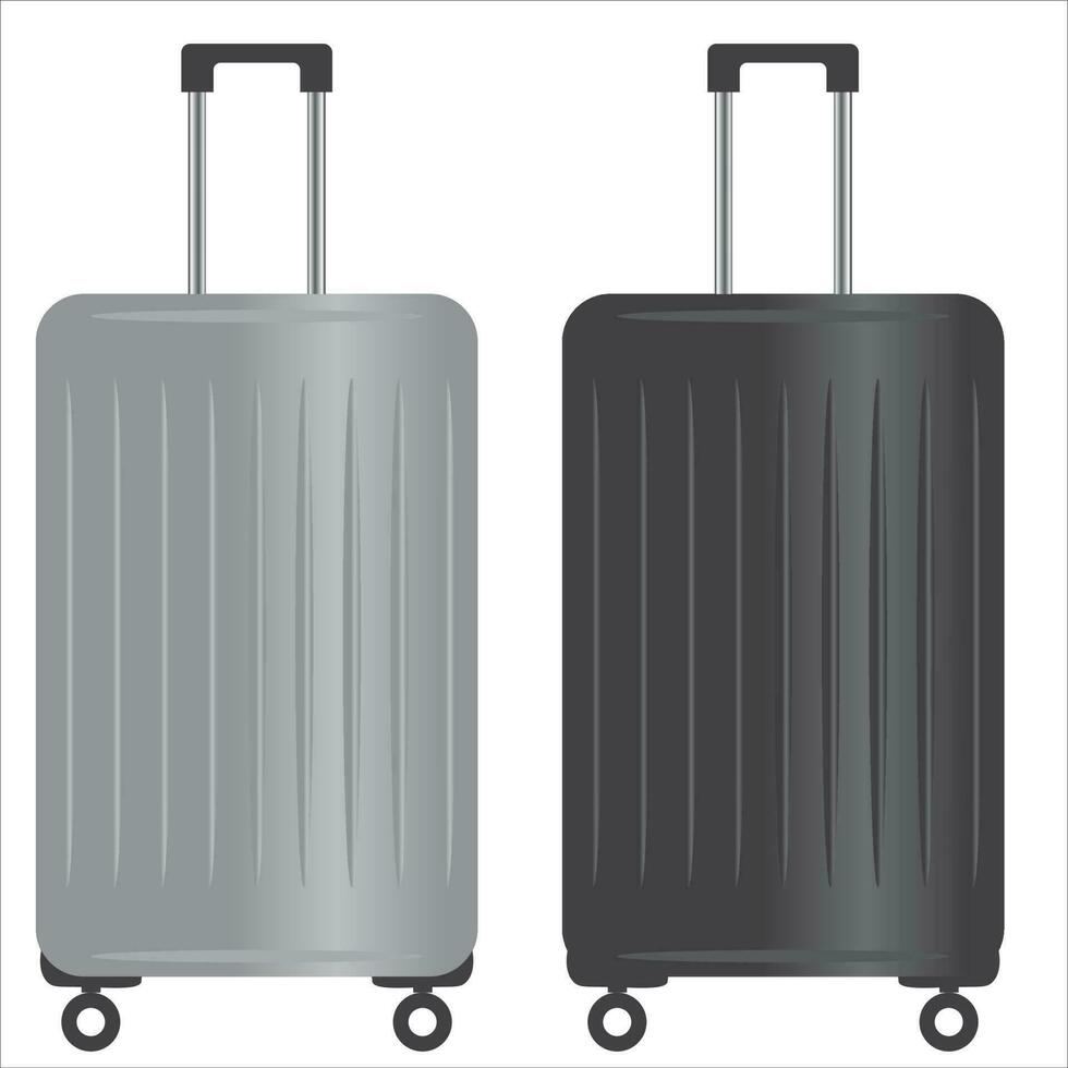 Gray and black suitcase on wheels icon, vector, illustration, symbol vector