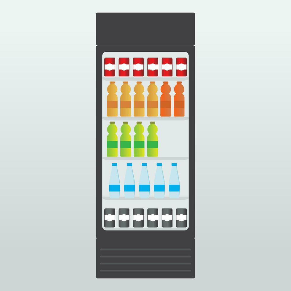 refrigerador con bebidas, dulce agua, mineral agua icono, vector, ilustración, símbolo vector