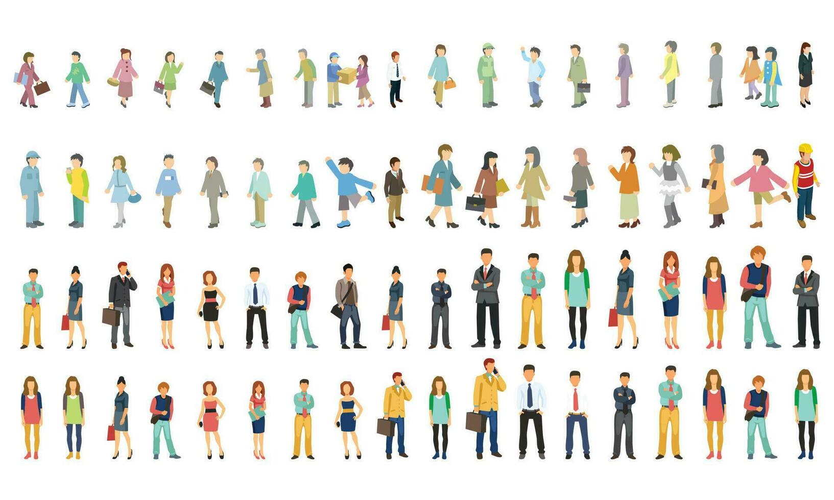 businessmen and women set and human avatar big collection of vector illustration