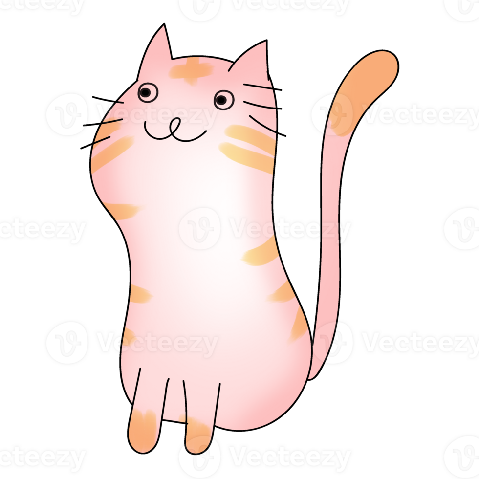 doodle hand dawn cute sweet striped cat png