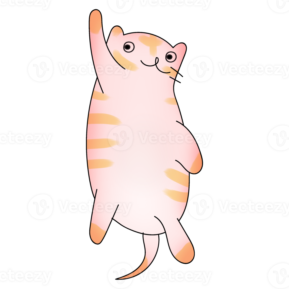 doodle hand dawn cute sweet striped cat png