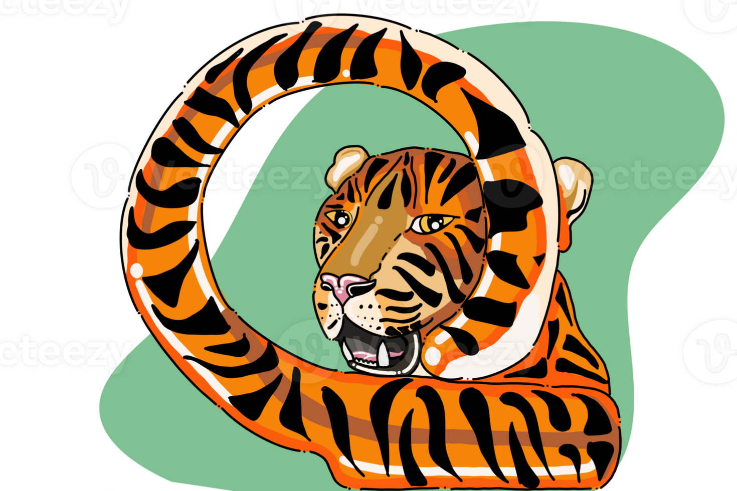 Tiger on green png