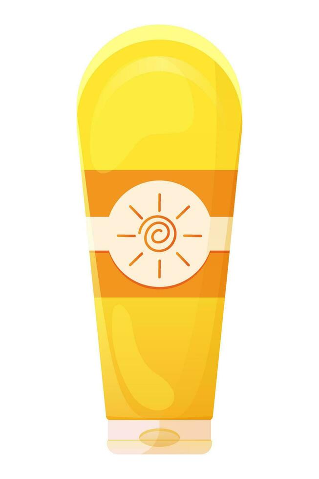 Sunscreen cream in tube. Protection for the skin from solar ultraviolet light. Vector illustration isolated on white.