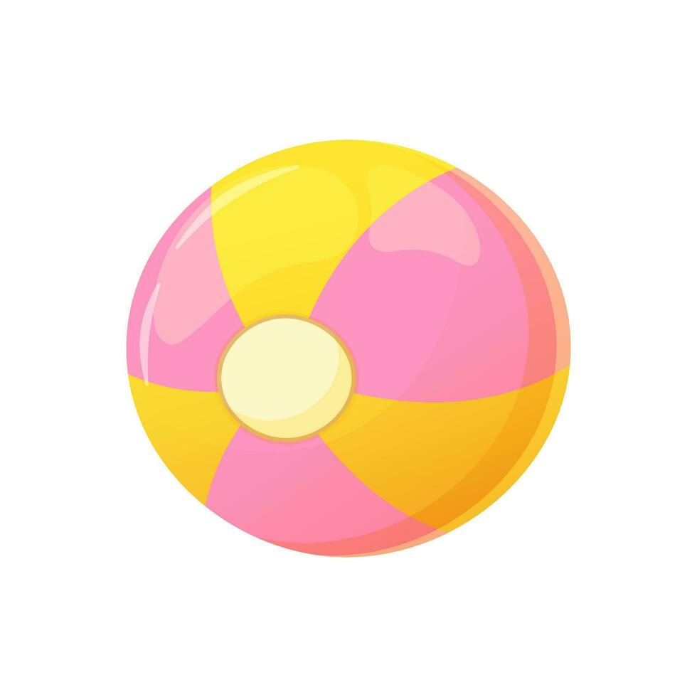 Colorful beach ball. Yellow and purple ball in cartoon style. Vector illustration isolated on white.