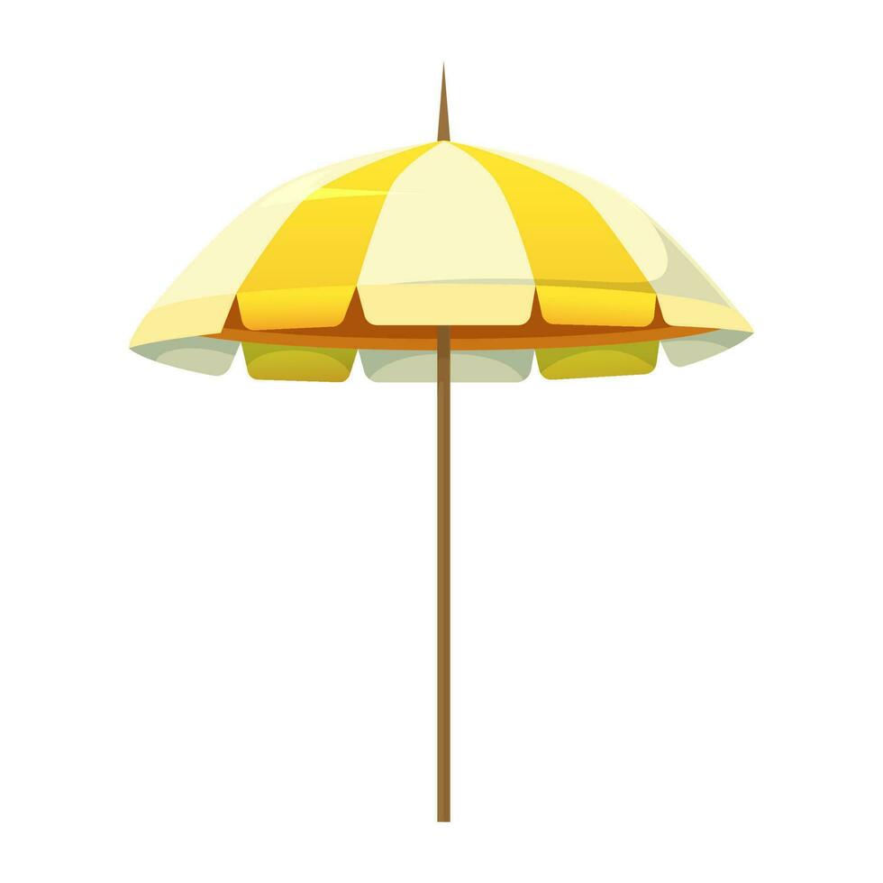 Yellow beach umbrella. Vector illustration isolated on white.