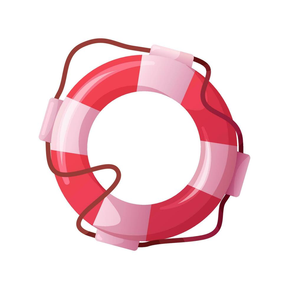 Lifebuoy ring in cartoon style. Vector illustration isolated on white.