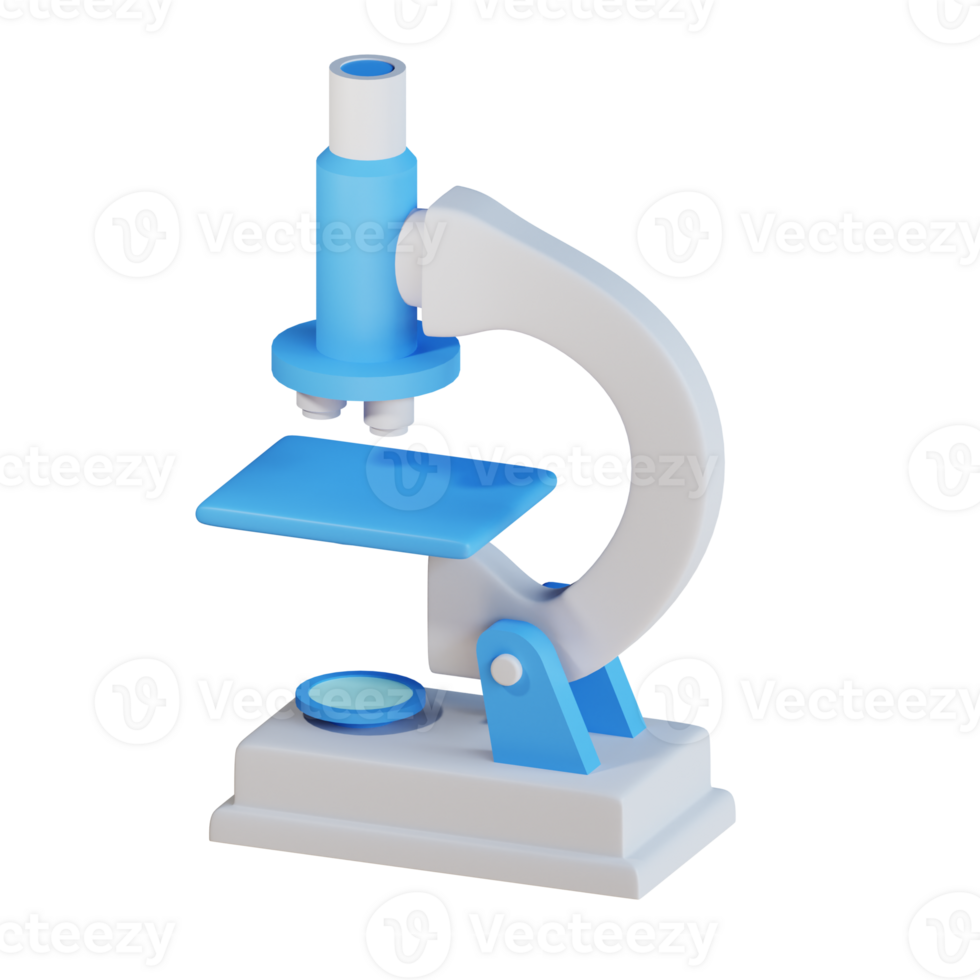 3d icon microscope  isolated on transparent background png