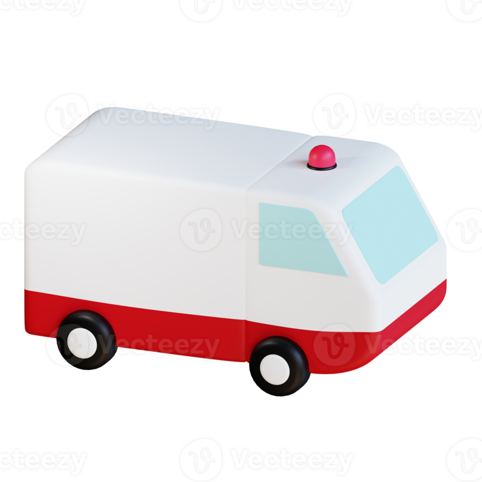 3d icon ambulance  isolated on transparent background png