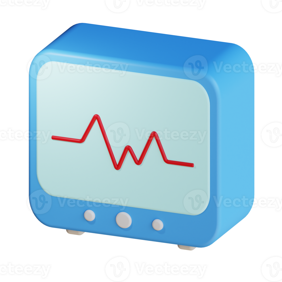 3d icon heart rate monitor  isolated on transparent background png