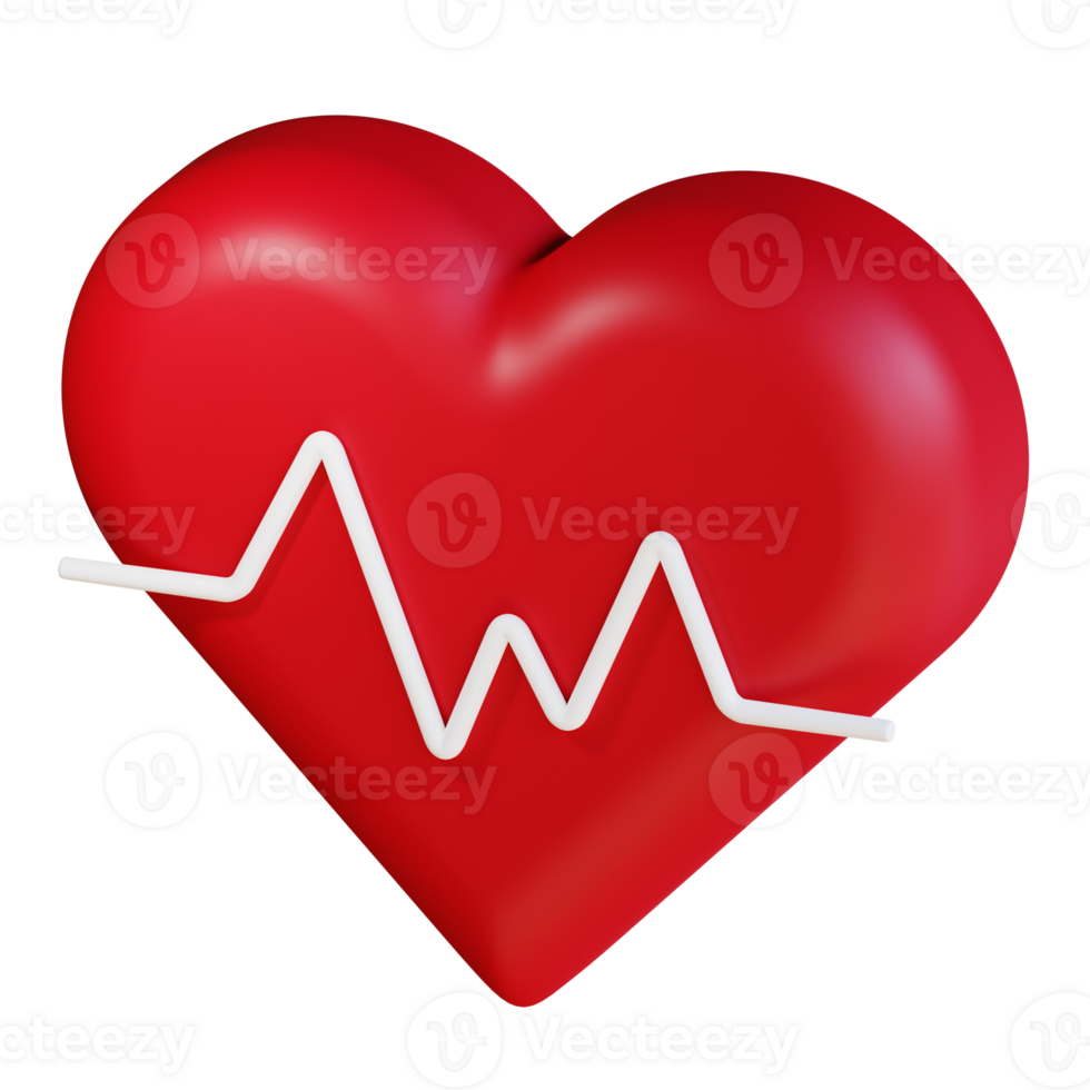 3d icon heart  isolated on transparent background png