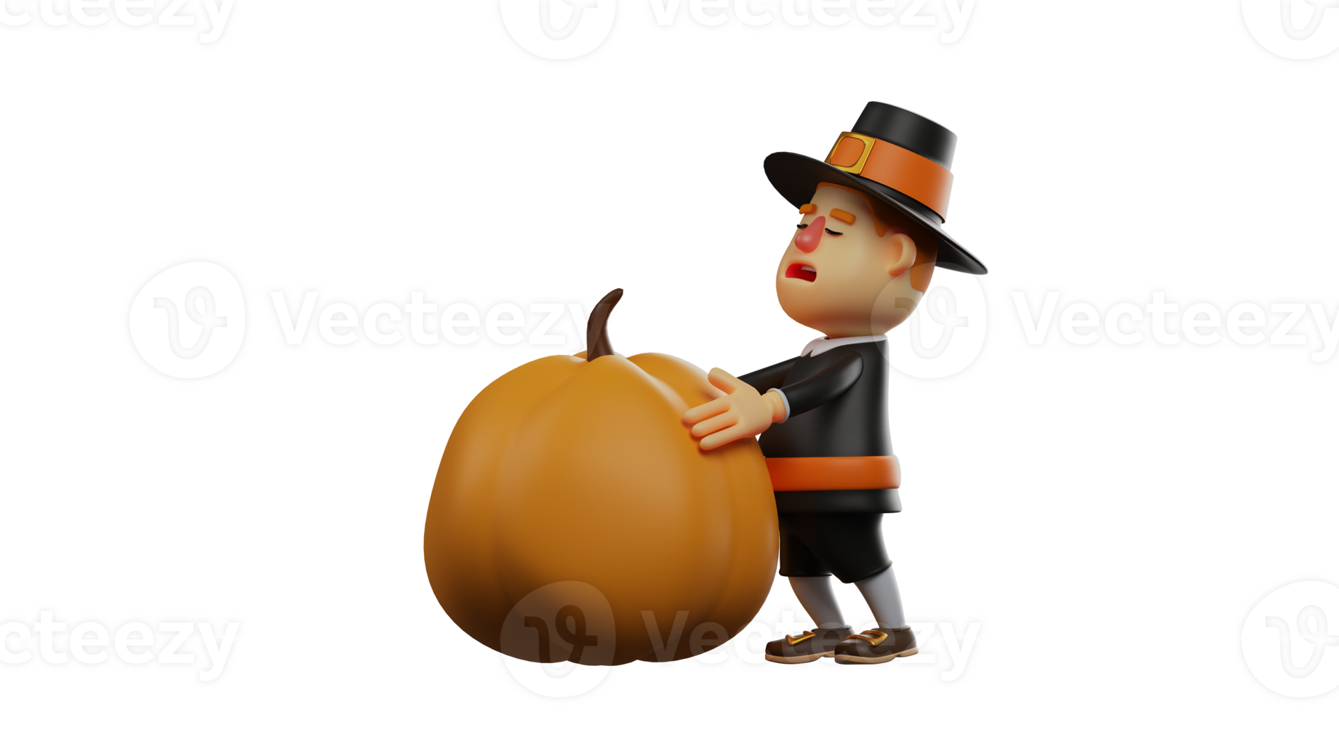 3d illustration. fatigué action de grâces pèlerin 3d dessin animé