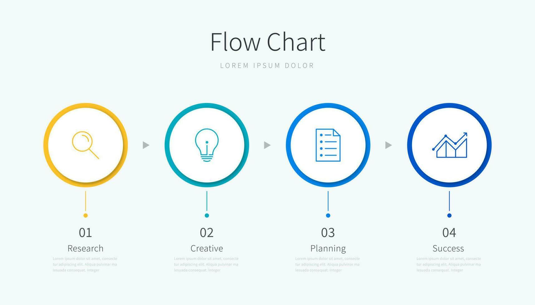 Flow chart infographic template with design elements and icons vector