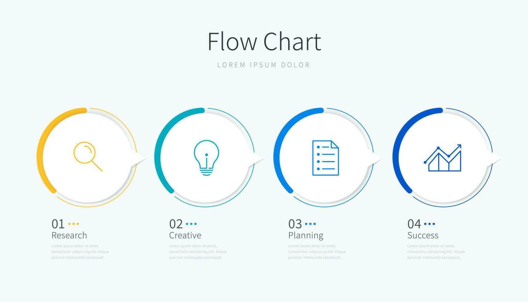 Flow chart infographic template with design elements and icons vector