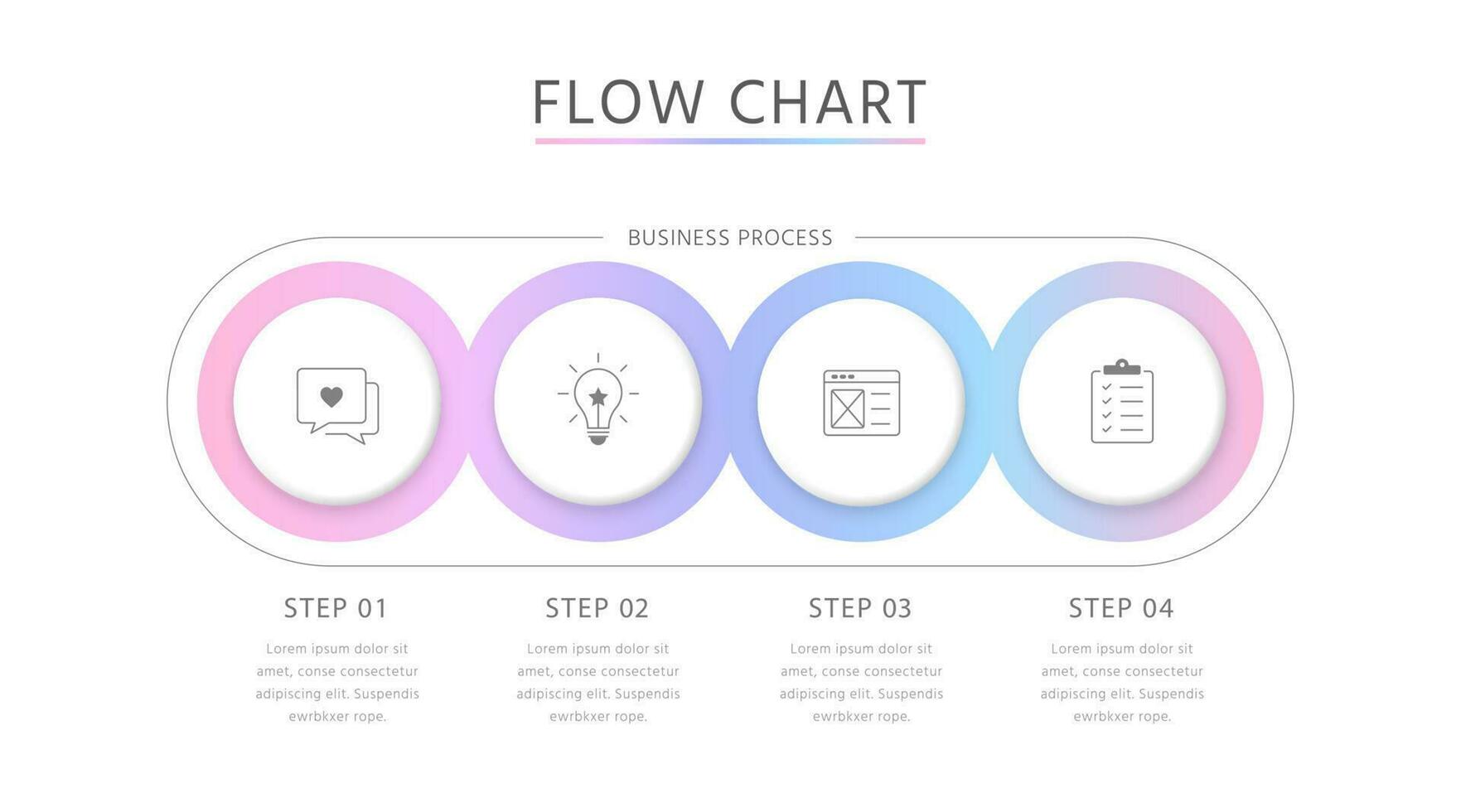 4 steps Modern infographic template with female, romantic, edgy sensation hue . Business circle template with options for brochure, diagram, workflow, timeline, web design. vector