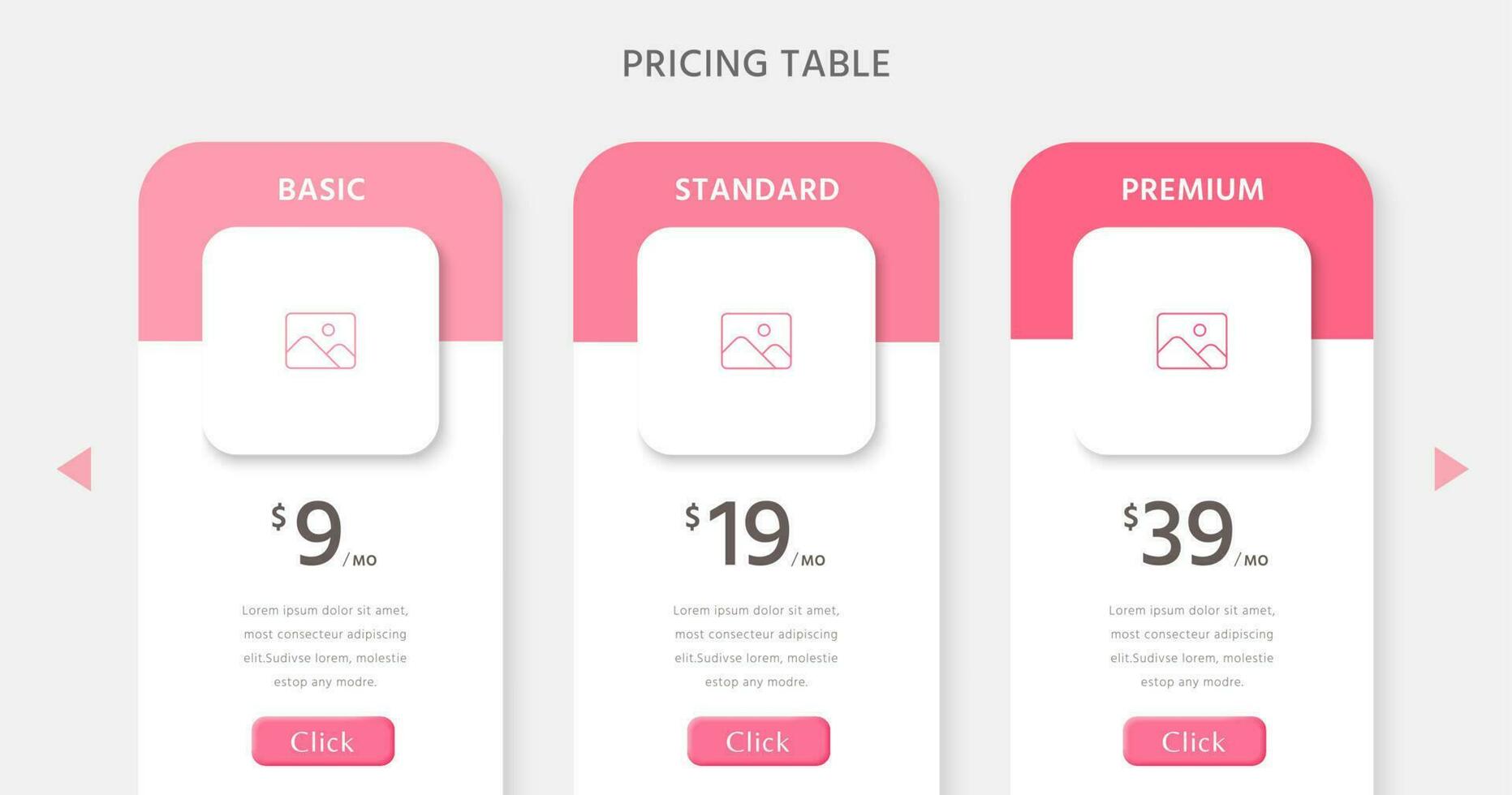 Pricing table design infographic for website or presentation. vector