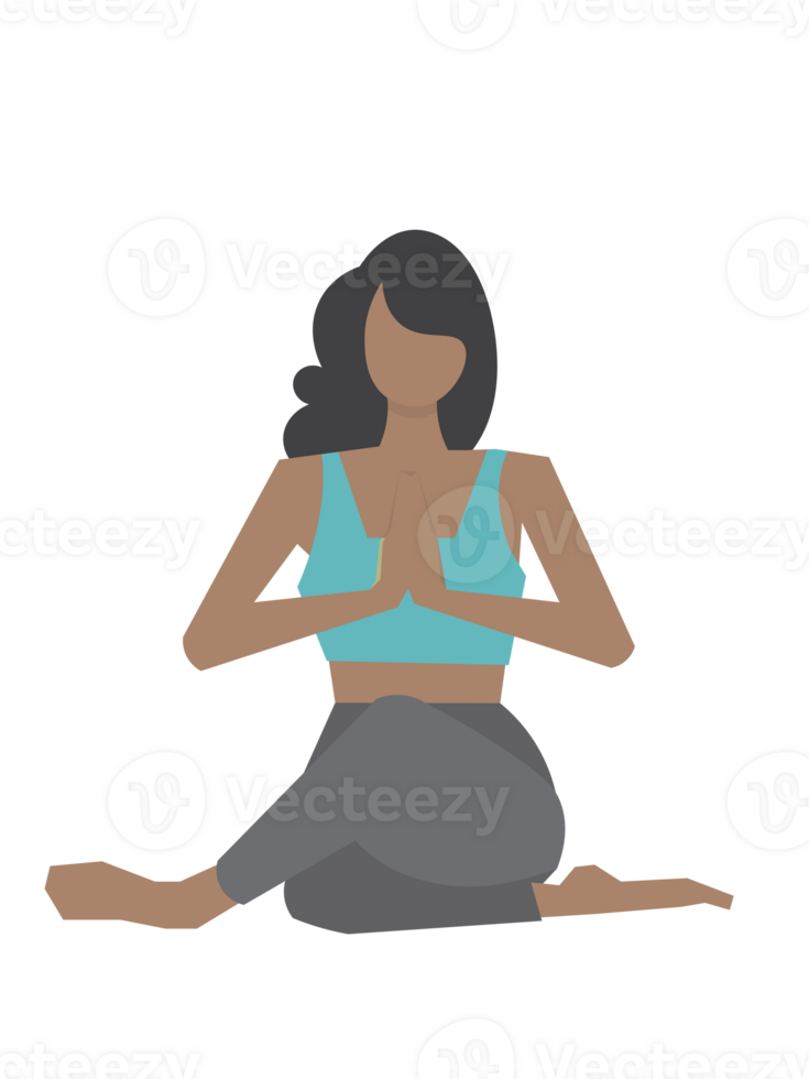 Woman wearing sportwear doing Yoga exercise, Calm of healthy young woman breathing and meditation yoga png