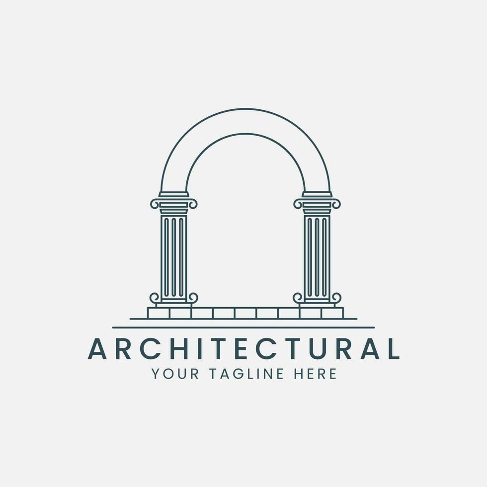 arch logo line art logo vector template illustration design. pillar icon design