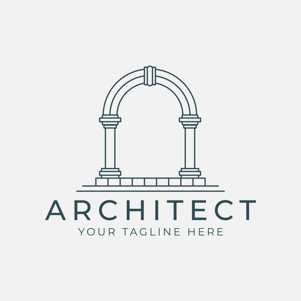 arch logo linear logo vector template illustration design. pillar icon design