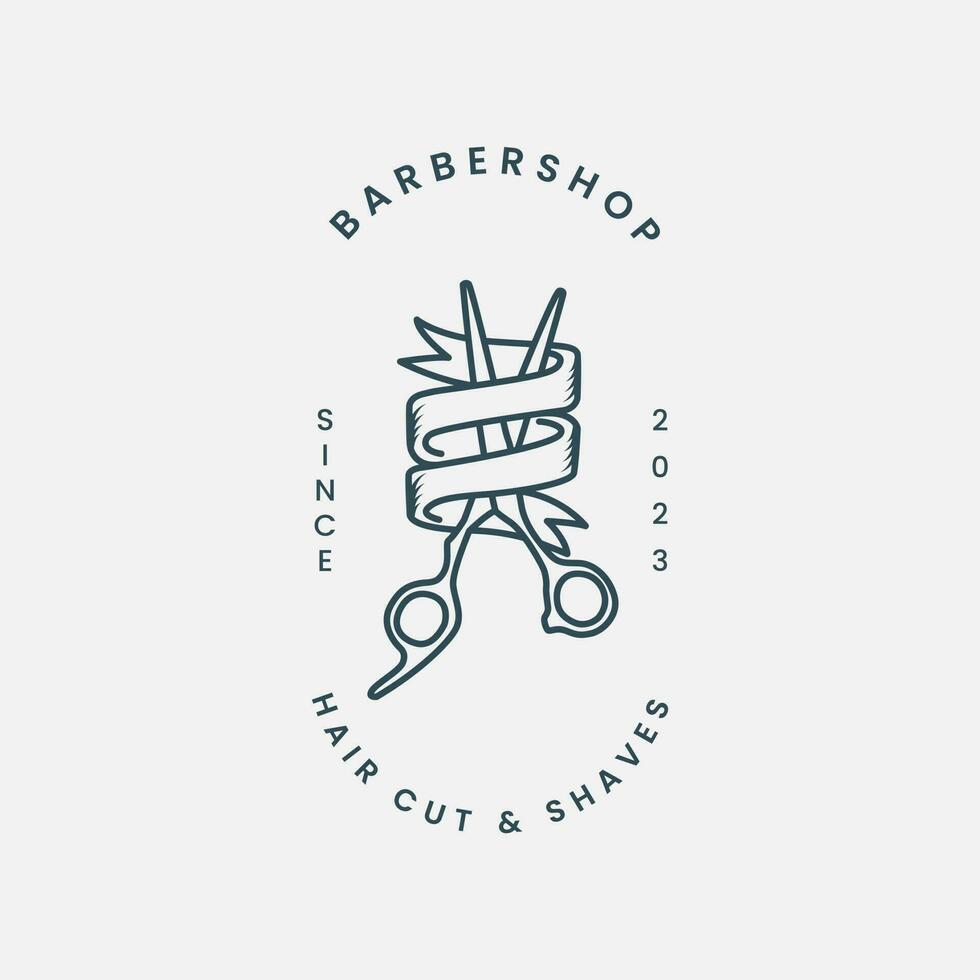 barbería línea Arte logo vector ilustración modelo diseño