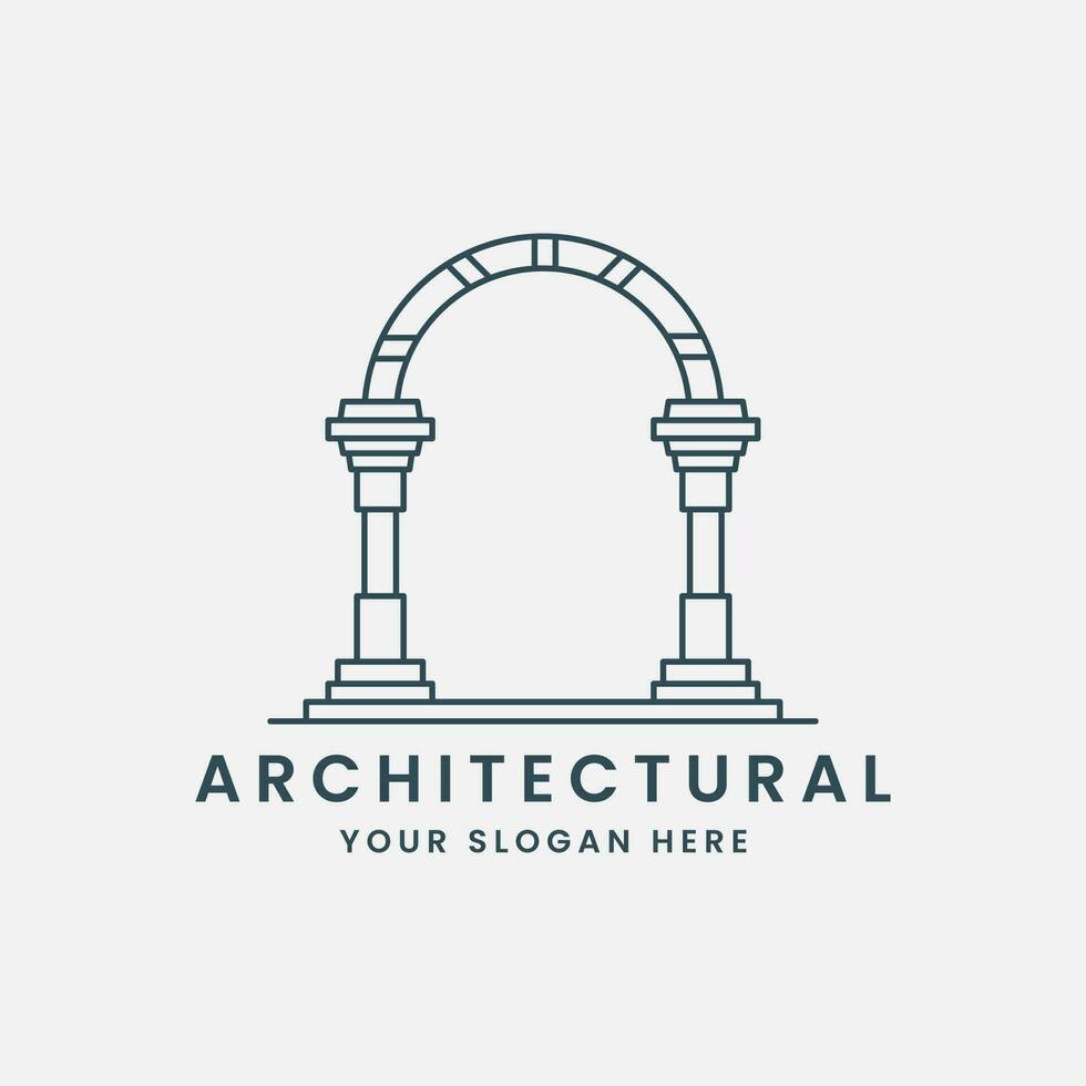 pillar logo line art logo vector template illustration design