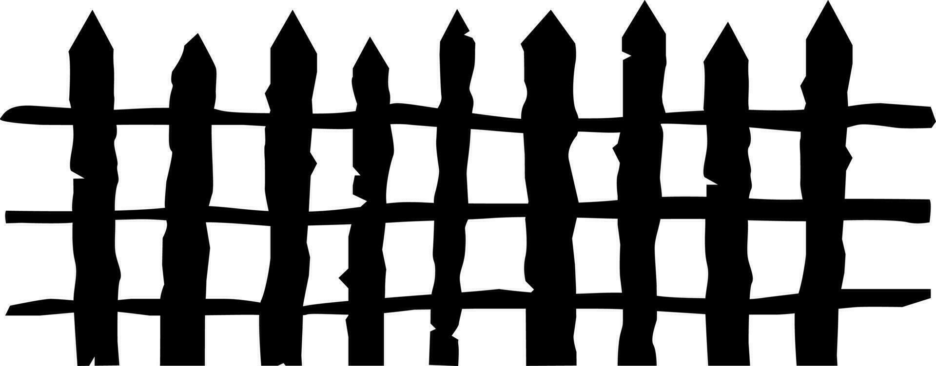 old fence illustration flat vector